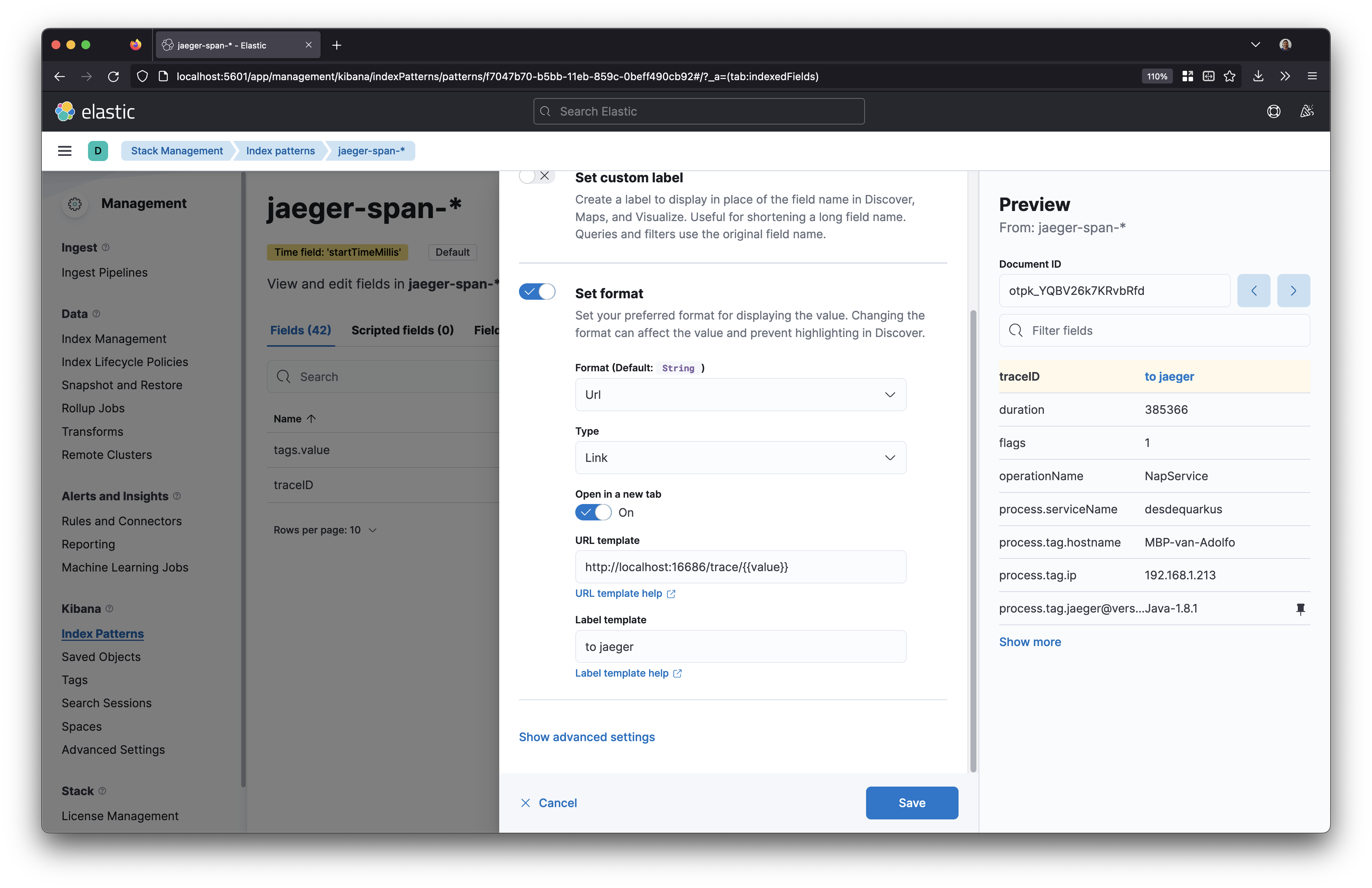 Configuring the ELK stack to persist your observability data from